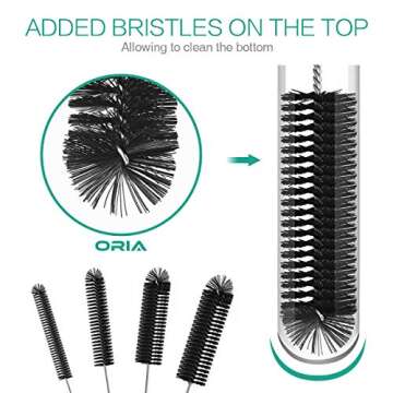 ORIA Cleaning Brush Set, Bottle Brush Cleaner, 9.8 inch Tube Brushes, Water Bottle Cleaning Brush, K...