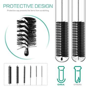 ORIA Cleaning Brush Set, Bottle Brush Cleaner, 9.8 inch Tube Brushes, Water Bottle Cleaning Brush, Kitchen Wire Scrub Set for Lab Clean, Drinking Straw, Wine Bottle, Cup, Pipes, Keyboard, Set of 10