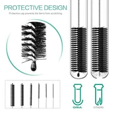 ORIA Cleaning Brush Set, Bottle Brush Cleaner, 9.8 inch Tube Brushes, Water Bottle Cleaning Brush, Kitchen Wire Scrub Set for Lab Clean, Drinking Straw, Wine Bottle, Cup, Pipes, Keyboard, Set of 10