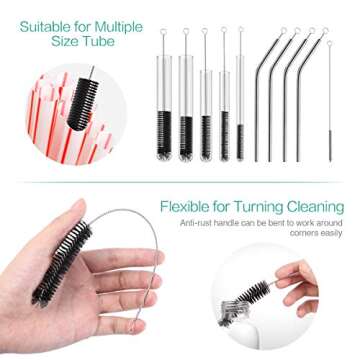ORIA Cleaning Brush Set, Bottle Brush Cleaner, 9.8 inch Tube Brushes, Water Bottle Cleaning Brush, Kitchen Wire Scrub Set for Lab Clean, Drinking Straw, Wine Bottle, Cup, Pipes, Keyboard, Set of 10