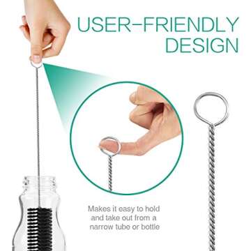 ORIA Cleaning Brush Set, Bottle Brush Cleaner, 9.8 inch Tube Brushes, Water Bottle Cleaning Brush, Kitchen Wire Scrub Set for Lab Clean, Drinking Straw, Wine Bottle, Cup, Pipes, Keyboard, Set of 10