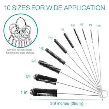 ORIA Cleaning Brush Set, Bottle Brush Cleaner, 9.8 inch Tube Brushes, Water Bottle Cleaning Brush, Kitchen Wire Scrub Set for Lab Clean, Drinking Straw, Wine Bottle, Cup, Pipes, Keyboard, Set of 10