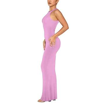 REORIA Women's Summer Sexy Casual Lounge Tank Long Dress Elegant Wedding Guest Sleeveless Halter Nec...