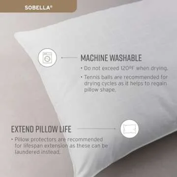 Sobel Westex Sobella Queen Size Bed Pillow | Side Sleeper Pillow for Adults | 300TC, 100% Cotton Case | Soft, Machine Washable Hotel Quality Pillow for Sleeping | 20 X 30