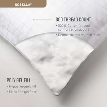 Sobel Westex Sobella Queen Size Bed Pillow | Side Sleeper Pillow for Adults | 300TC, 100% Cotton Case | Soft, Machine Washable Hotel Quality Pillow for Sleeping | 20 X 30