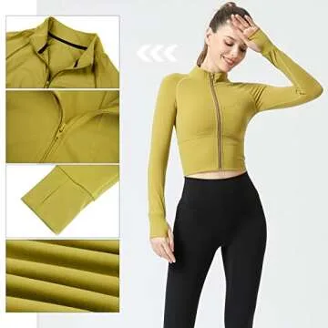 Women's Zip Up Lightweight Workout Athletic Crop Jacket