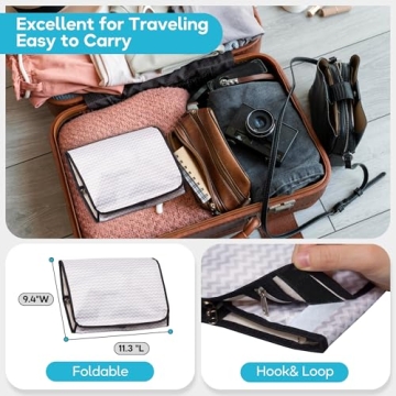 MISSLO Hanging Jewelry Organizer Travel Foldable Jewelry Roll Storage Case with 14 Cotton Zippered Pockets for Traveling, Closet, Suitcase