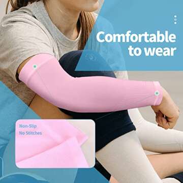 YESLIFE Pink UPF 50 Cooling Sports Arm Sleeve - UV Protection for All Ages