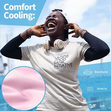 YESLIFE Pink Cooling UPF 50 Arm Sleeves for Sports