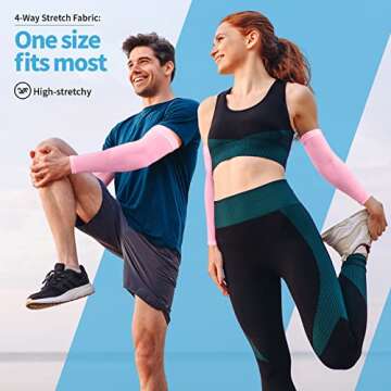 YESLIFE Pink Cooling UPF 50 Arm Sleeves for Sports