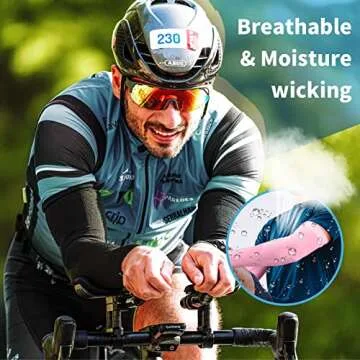 YESLIFE Pink Cooling UPF 50 Arm Sleeves for Sports