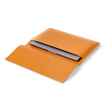 Comfyable Laptop Sleeve 14 & 13 Inch Compatible with MacBook Pro 14 Inch M2 2023 & MacBook Pro 13 Inch, MacBook Air M2 M1, Faux Leather Envelope Portfolio Computer Case, Golden Brown