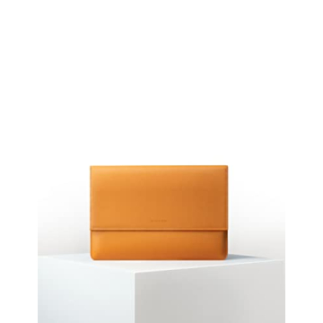 Comfyable Laptop Sleeve 14 & 13 Inch Compatible with MacBook Pro 14 Inch M2 2023 & MacBook Pro 13 Inch, MacBook Air M2 M1, Faux Leather Envelope Portfolio Computer Case, Golden Brown