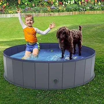 Niubya Foldable Dog Pool, Collapsible Hard Plastic Dog Swimming Pool, Portable Bath Tub for Pets Dogs and Cats, Pet Wading Pool for Indoor and Outdoor, 48 x 12 Inches