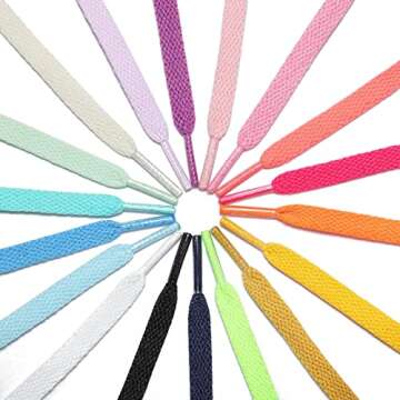 Stepace [2 Pairs Flat Shoe Laces for Sneakers 5/16" Width 30"-72" Length 26 Color Shoelaces Coral Blue 36"(91 cm)