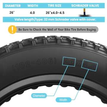 26x4 Fat Bike Inner Tube: Hycline 2-Pack Electric Fat Tire Tubes AV 32mm Schrader Valve, Premium But...