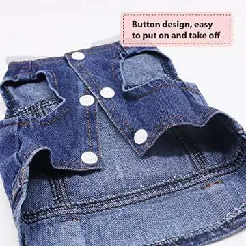 SILD Pet Clothes Dog Jeans Jacket Cool Blue Denim Coat Small Medium Dogs Lapel Vests Classic Hoodies Puppy Blue Vintage Washed Clothes (Grey,M)