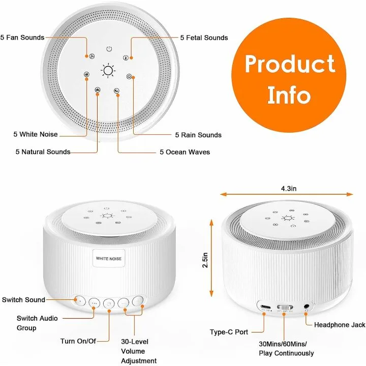 STYFSCP White Noise Machine - 30 Sounds & Timer