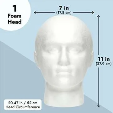 Juvale Male Foam Head Form, Mannequin Display for Masks, Hats, Wigs, Halloween Decoration (White, 9x11 in)