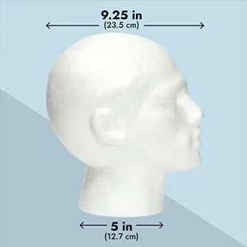 Juvale Male Foam Head Form, Mannequin Display for Masks, Hats, Wigs, Halloween Decoration (White, 9x11 in)
