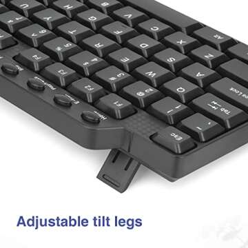 Basic Keyboard and Mouse,Rii RK203 Ultra Full Size Slim USB Basic Wired Mouse and Keyboard Combo Set with Number Pad for Computer,Laptop,PC,Notebook,Windows and School Work(1 Pack)