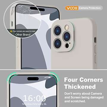 Vooii Compatible with MagSafe iPhone 14 Pro Max Magnetic Case, [9H Screen Protector] [Camera Protective] [Soft Microfiber Lining] Liquid Silicone Shockproof Case for iPhone 14 Pro Max - Stone