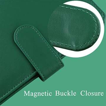 Antner A6 PU Leather Notebook Binder Refillable 6 Ring Binder for A6 Filler Paper, Loose Leaf Personal Planner Binder Cover with Magnetic Buckle Closure, Dark Green