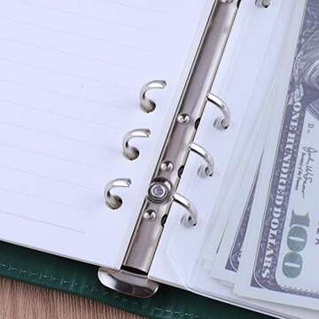 Antner A6 PU Leather Notebook Binder Refillable 6 Ring Binder for A6 Filler Paper, Loose Leaf Personal Planner Binder Cover with Magnetic Buckle Closure, Dark Green