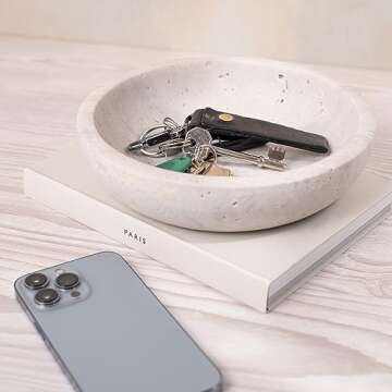 Shelf & Nook Travertine decorative bowls for home decor. Key bowl for entryway table in a choice of ...