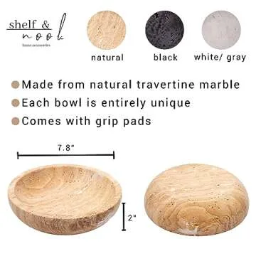 Shelf & Nook Travertine decorative bowls for home decor. Key bowl for entryway table in a choice of three colors. (White)