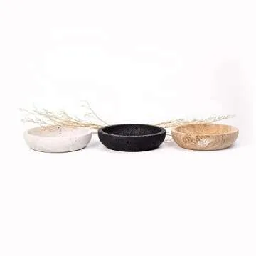 Shelf & Nook Travertine decorative bowls for home decor. Key bowl for entryway table in a choice of three colors. (White)