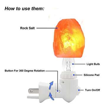 MAYMII·HOME 4 Pack Himalayan Salt Rock Night Light Pink Salt Lamp, Hand Craved Natural Salt Rock, S...