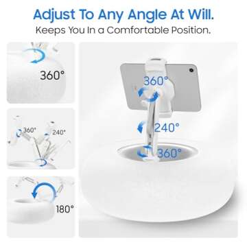 Debtrop Kindle Pillow Stand Holder with Snack Bowl for Reading in Bed, Cozy Tablet Phone iPad Pillow Stand for Lap Compatible with 4.7"-13" Phone, Tablet, iPad, iPhone, Google, Kindle, Samsung(White)