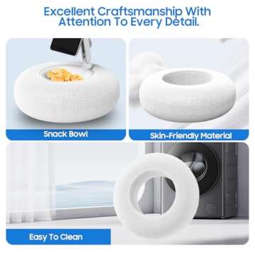 Debtrop Kindle Pillow Stand Holder with Snack Bowl for Reading in Bed, Cozy Tablet Phone iPad Pillow Stand for Lap Compatible with 4.7"-13" Phone, Tablet, iPad, iPhone, Google, Kindle, Samsung(White)