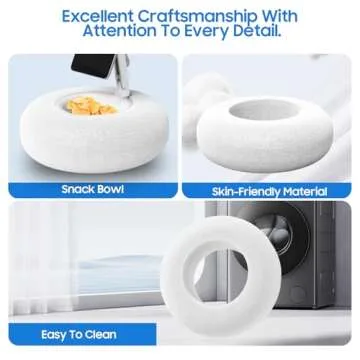 Debtrop Kindle Pillow Stand Holder with Snack Bowl for Reading in Bed, Cozy Tablet Phone iPad Pillow Stand for Lap Compatible with 4.7"-13" Phone, Tablet, iPad, iPhone, Google, Kindle, Samsung(White)