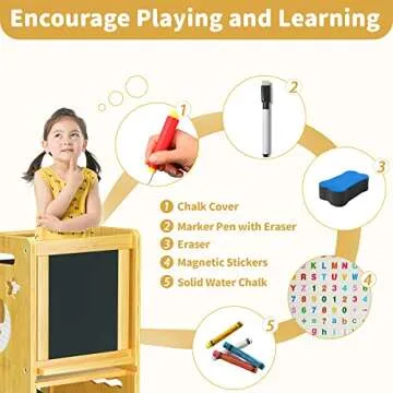 TOETOL Kids Kitchen Step Stool with Activity Board