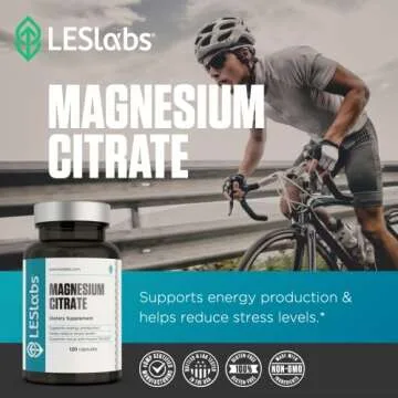 LES Labs Magnesium Citrate – Stress Relief, Restful Sleep, Heart Health, Metabolism, Nerve & Muscle Function – Non-GMO Supplement – 120 Capsules