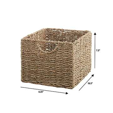 The Lakeside Collection Set of 3 Wicker Storage Basket Bins for Organizing Closet Shelf, Bathroom, C...