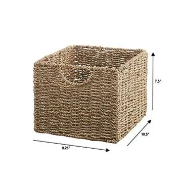 The Lakeside Collection Set of 3 Wicker Storage Basket Bins for Organizing Closet Shelf, Bathroom, C...