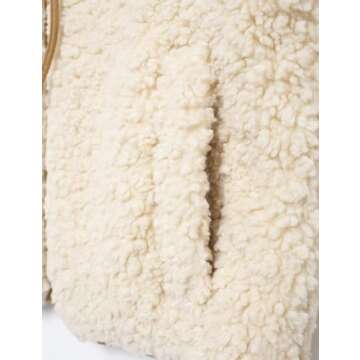 Perbai Women's Fuzzy Fleece Vest Crewneck Sleeveless Sherpa Jacket Tie Front Y2K Cardigan Vest Gilet with Pockets(Beige-M)