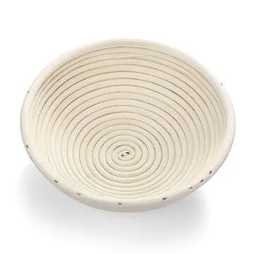 Saint Germain Bakery Premium Round Bread Banneton Basket with Liner - Perfect Brotform Proofing Basket for Making Beautiful Bread (9 inch)