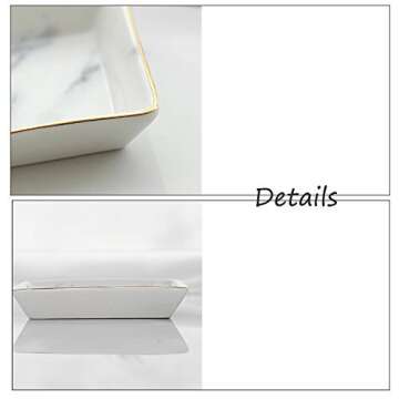 SOCOSY Marble Ceramic Jewelry Dish - Chic Golden Edge Ring Holder