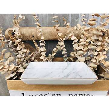 Elegant SOCOSY Marble Jewelry Ring Dish with Gold Edge