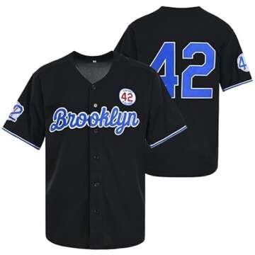 Madjus Men's Black Legend 42 Button Down Jersey 90s Hip Hop Baseball Jersey Stitched (as1, Alpha, l,...