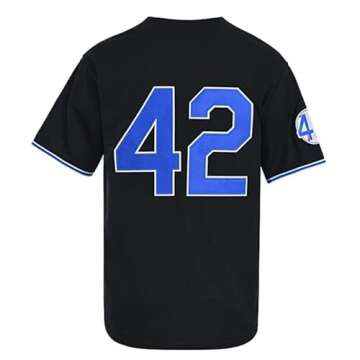 Madjus Men's Black Legend 42 Button Down Jersey 90s Hip Hop Baseball Jersey Stitched (as1, Alpha, l, Regular, Regular, Black)