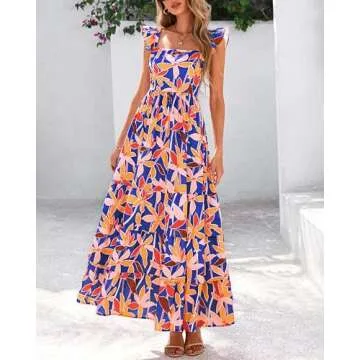 dowerme Summer Dress for Women - Casual Floral Maxi Dress
