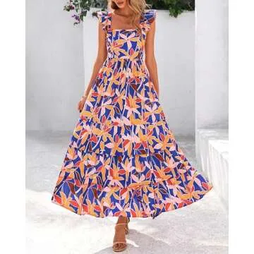 dowerme Summer Dress for Women - Casual Floral Maxi Dress