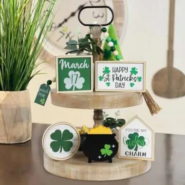 Joyseller St. Patrick's Day Decorations | 6PCS St. Patrick's Day Tiered Tray Decor | Luck Shamrock W...