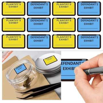 Legal Yellow Plaintiff's Exhibit Blue Defendant's Exhibit Stickers 1.65 X 1 Inches - Color-Coded Exhibit Labels 400 Pcs Blank File Folder Labels Tabs Legal Documents Report Divider for Offices Courts
