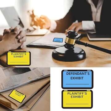 Legal Yellow Plaintiff's Exhibit Blue Defendant's Exhibit Stickers 1.65 X 1 Inches - Color-Coded Exhibit Labels 400 Pcs Blank File Folder Labels Tabs Legal Documents Report Divider for Offices Courts